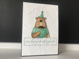 Handgemachte Grußkarte Party-Bär #1 | ALLES LIEBE für das Geburtstagskind
