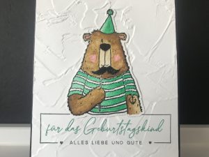 Handgemachte Grußkarte Party-Bär #1 | ALLES LIEBE für das Geburtstagskind