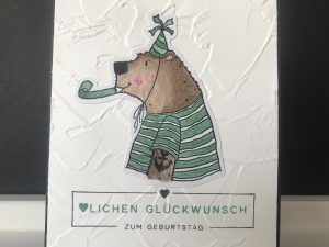 Handgemachte Grußkarte Party-Bär #2 | ♥LICHEN GLÜCKWUNSCH zum Geburtstag