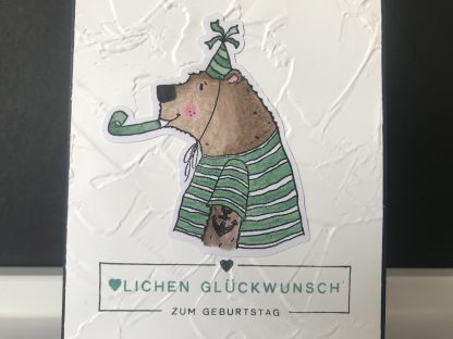 Handgemachte Grußkarte Party-Bär #2 | ♥LICHEN GLÜCKWUNSCH zum Geburtstag